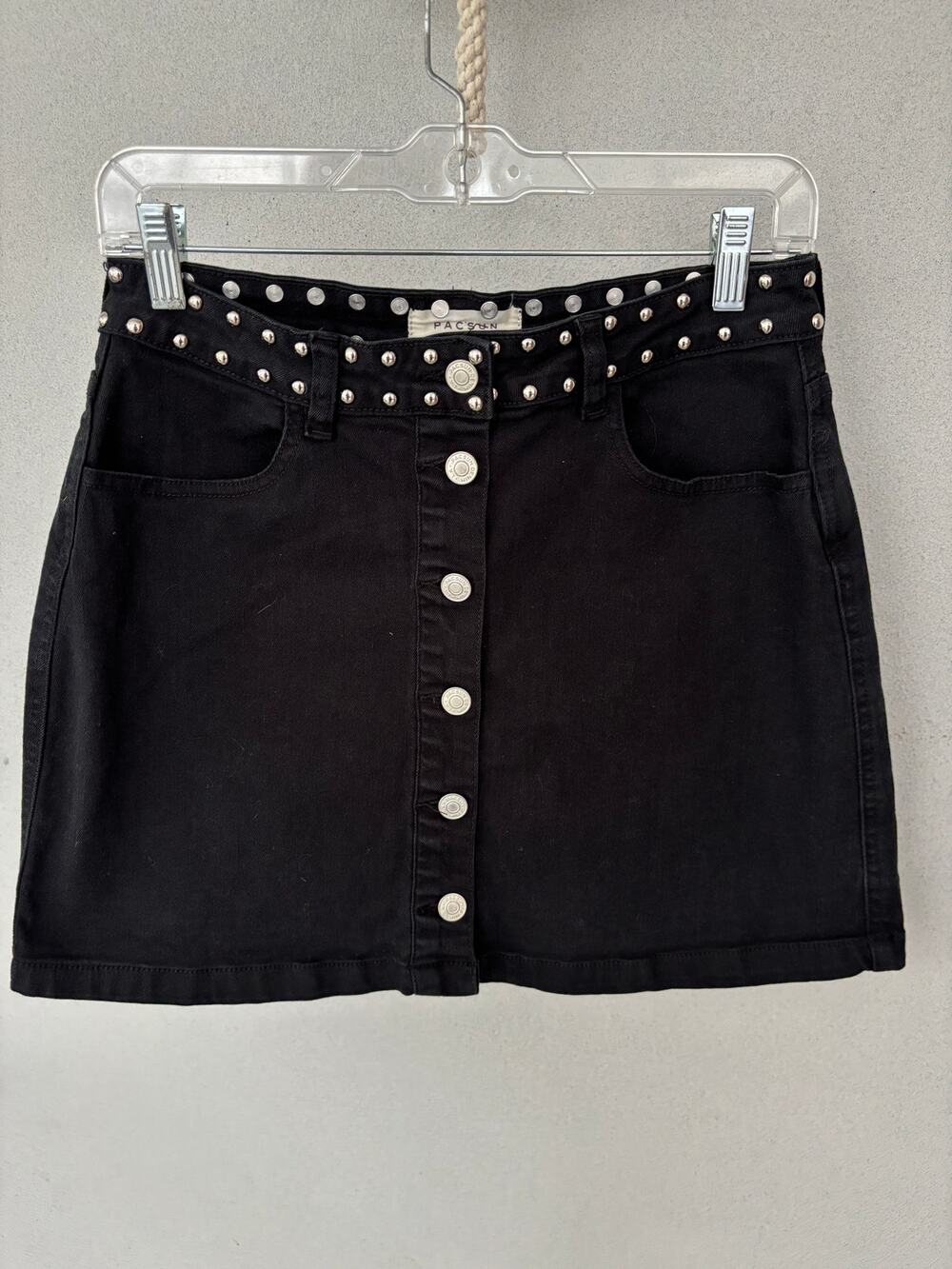 Black Denim Mini Skirt Whismygoth Grunge Fairycore Punk Streetwear Size Small